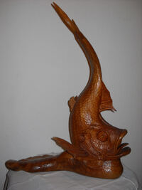 Pez y Hombre, Skulptur aus kubanischem Mahagoniholz (Caoba), ca. 70 cm hoch, 1.200,- 